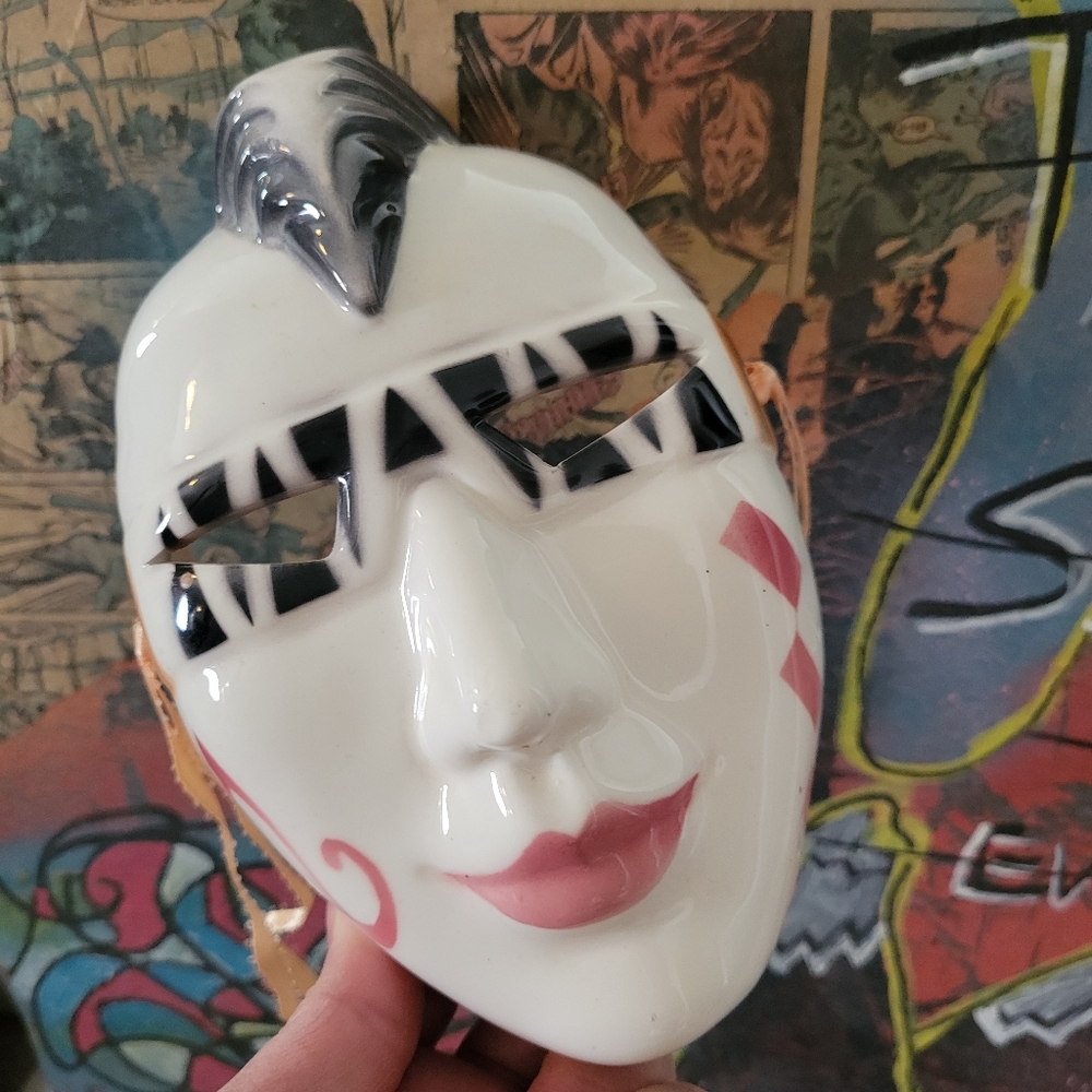 Ceramic Mask ~ Punk Rock ~ Mardi Gras ~ 1980s? ~ Studio 54 Glam! Fun! - Picture 4 of 16